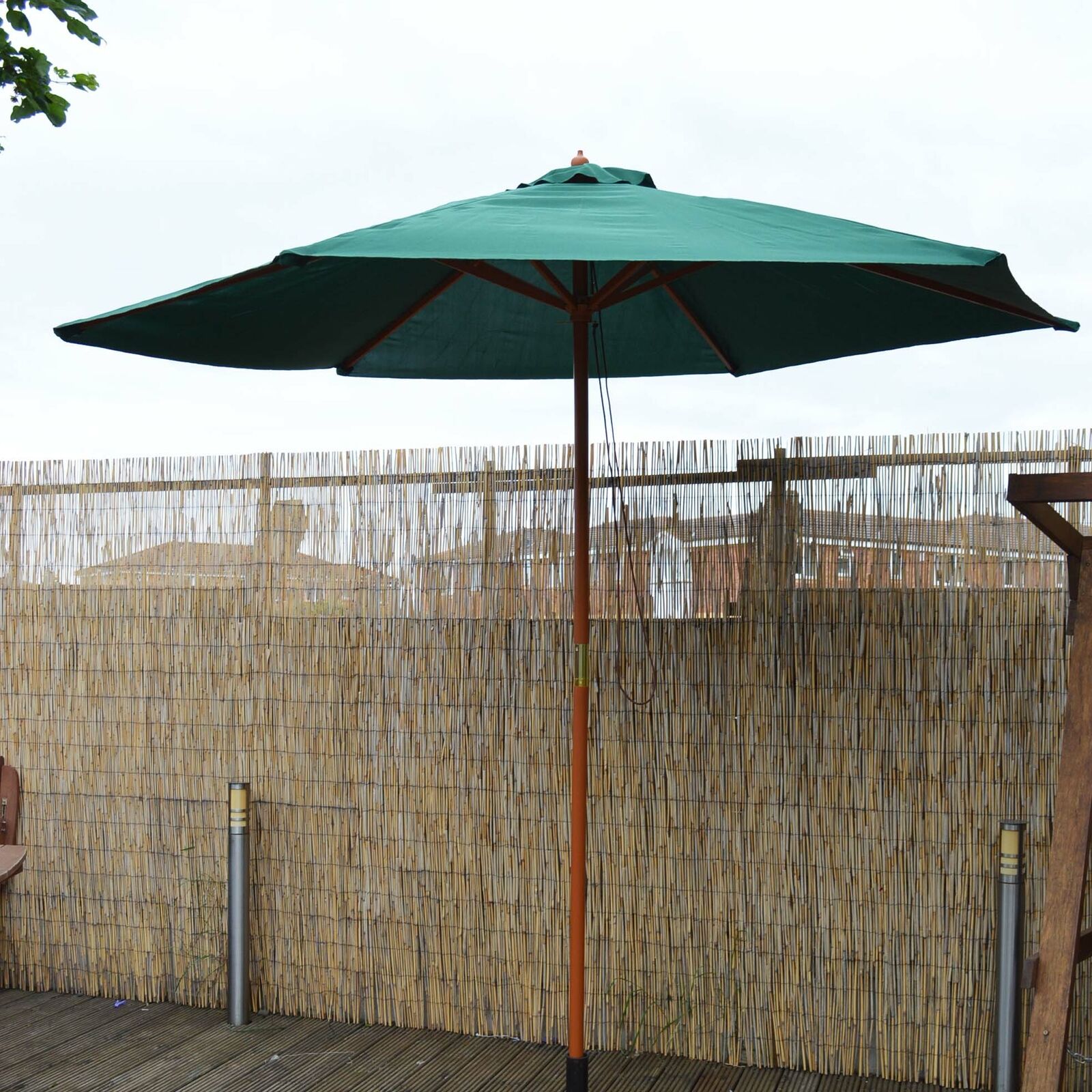 2.4m Wooden Garden Parasol 36mm Green Umbrella Large Furniture Canopy Polyester 2.4m Wooden Garden Parasol 36mm Green Umbrella Large Furniture Canopy Polyester